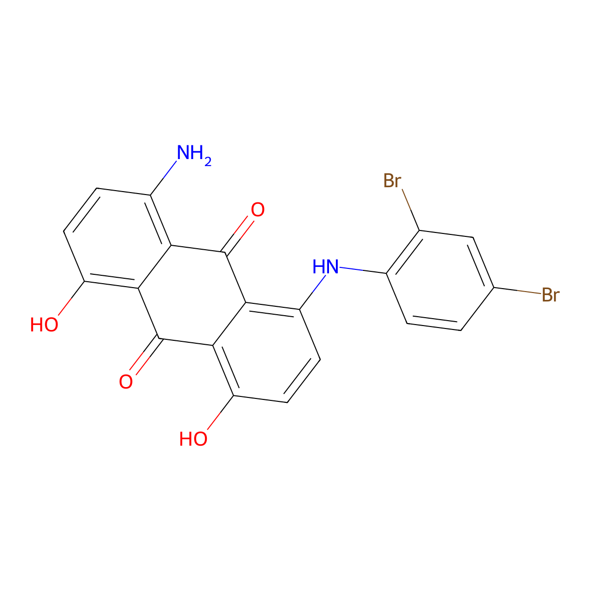 9,10-Anthracenedione, 1-amino-8-[(2,4-dibromophenyl)amino]-4,5-dihydroxy- molecular structure, CAS 68213-94-5