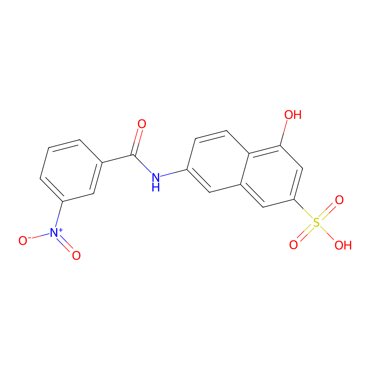 2-Naphthalenesulfonic acid, 4-hydroxy-7-((3-nitrobenzoyl)amino)- molecular structure, CAS 68214-00-6