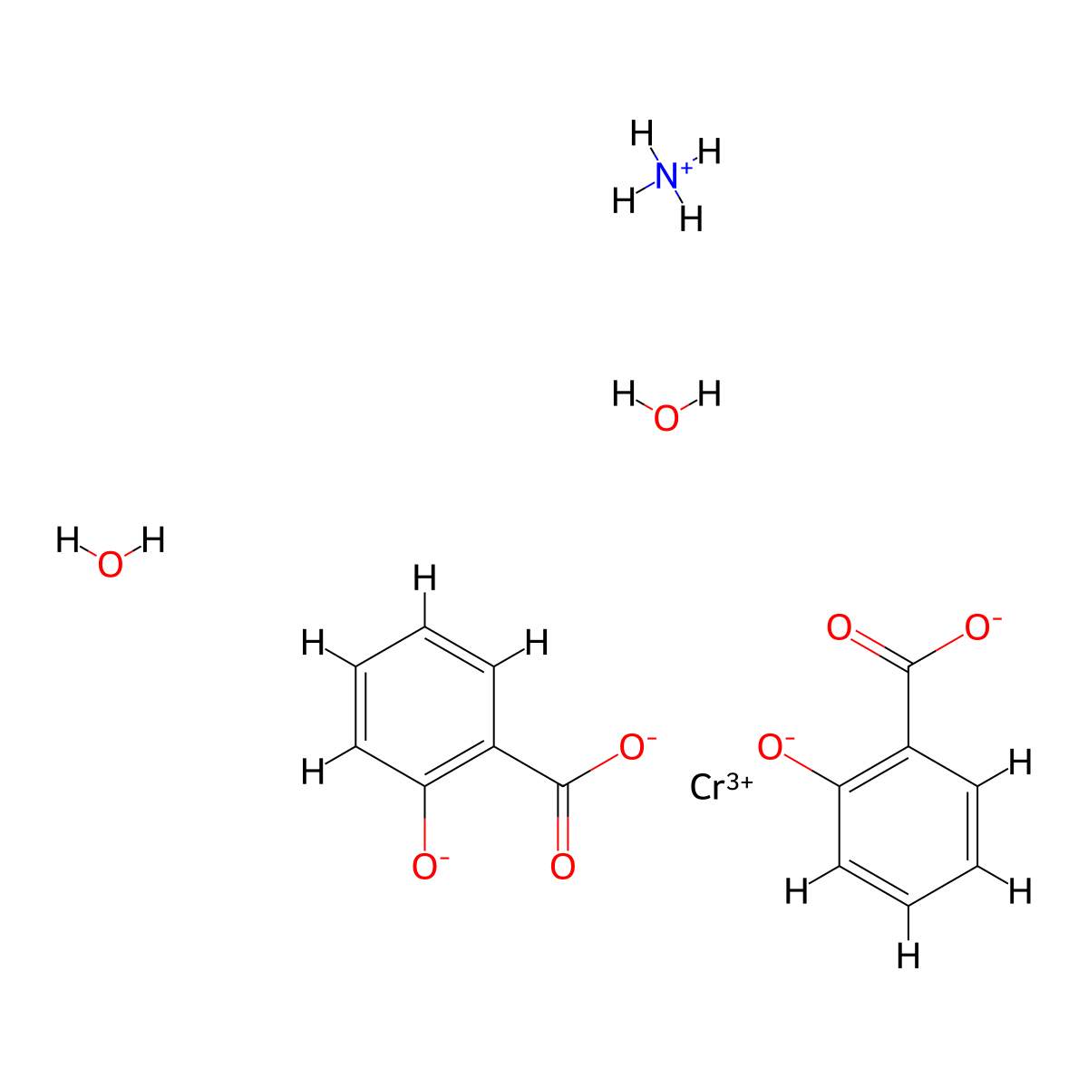 Chromate(1-), diaquabis[2-(hydroxy-kappaO)benzoato(2-)-kappaO]-, ammonium (1:1) molecular structure, CAS 68214-26-6