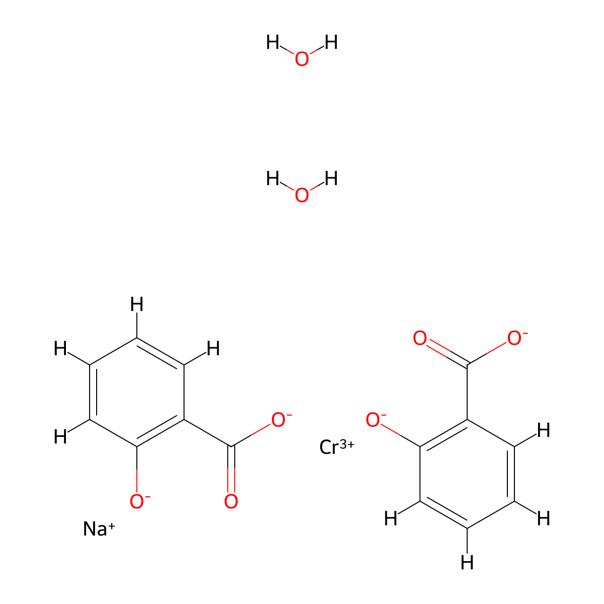 Chromate(1-), diaquabis[2-(hydroxy-kappaO)benzoato(2-)-kappaO]-, sodium (1:1) molecular structure, CAS 68214-27-7