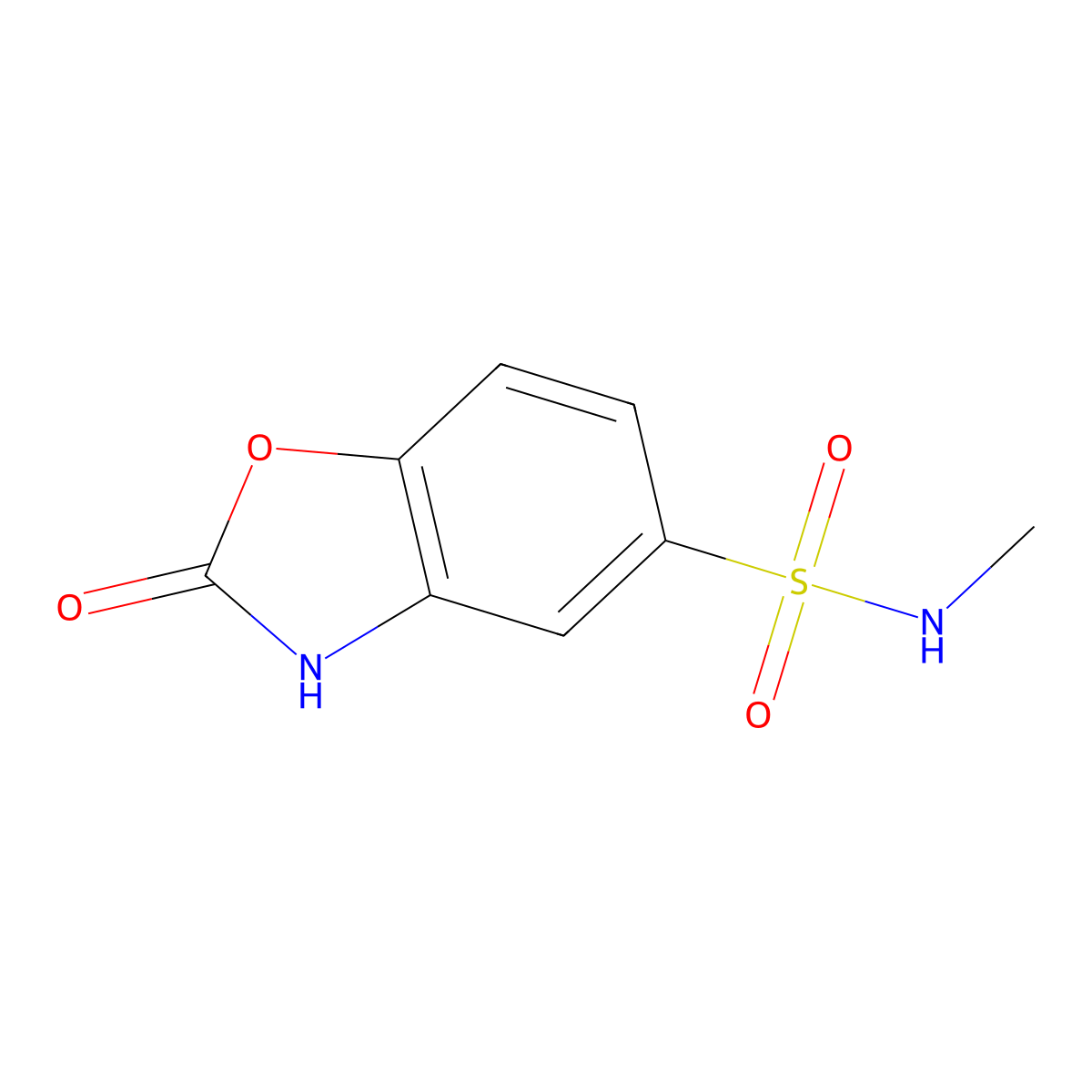 5-Benzoxazolesulfonamide, 2,3-dihydro-N-methyl-2-oxo- molecular structure, CAS 68214-73-3