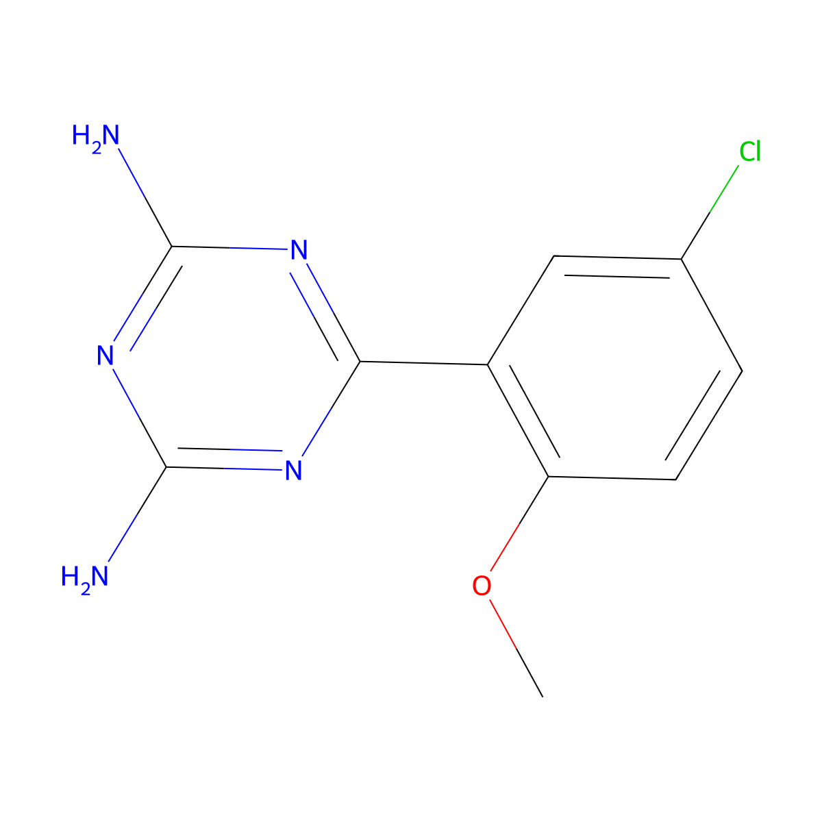 6-(5-Chloro-2-methoxyphenyl)-1,3,5-triazine-2,4-diamine molecular structure, CAS 68215-75-8