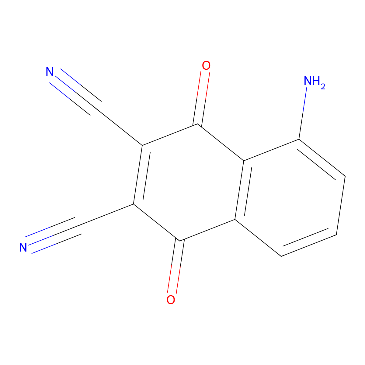 5-Amino-2,3-dicyano-1,4-naphthoquinone molecular structure, CAS 68217-29-8