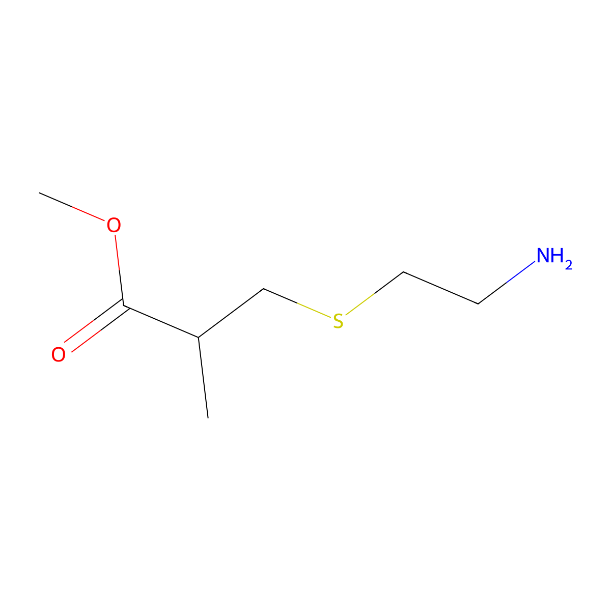 Methyl 3-((2-aminoethyl)thio)-2-methylpropanoate molecular structure, CAS 68219-45-4