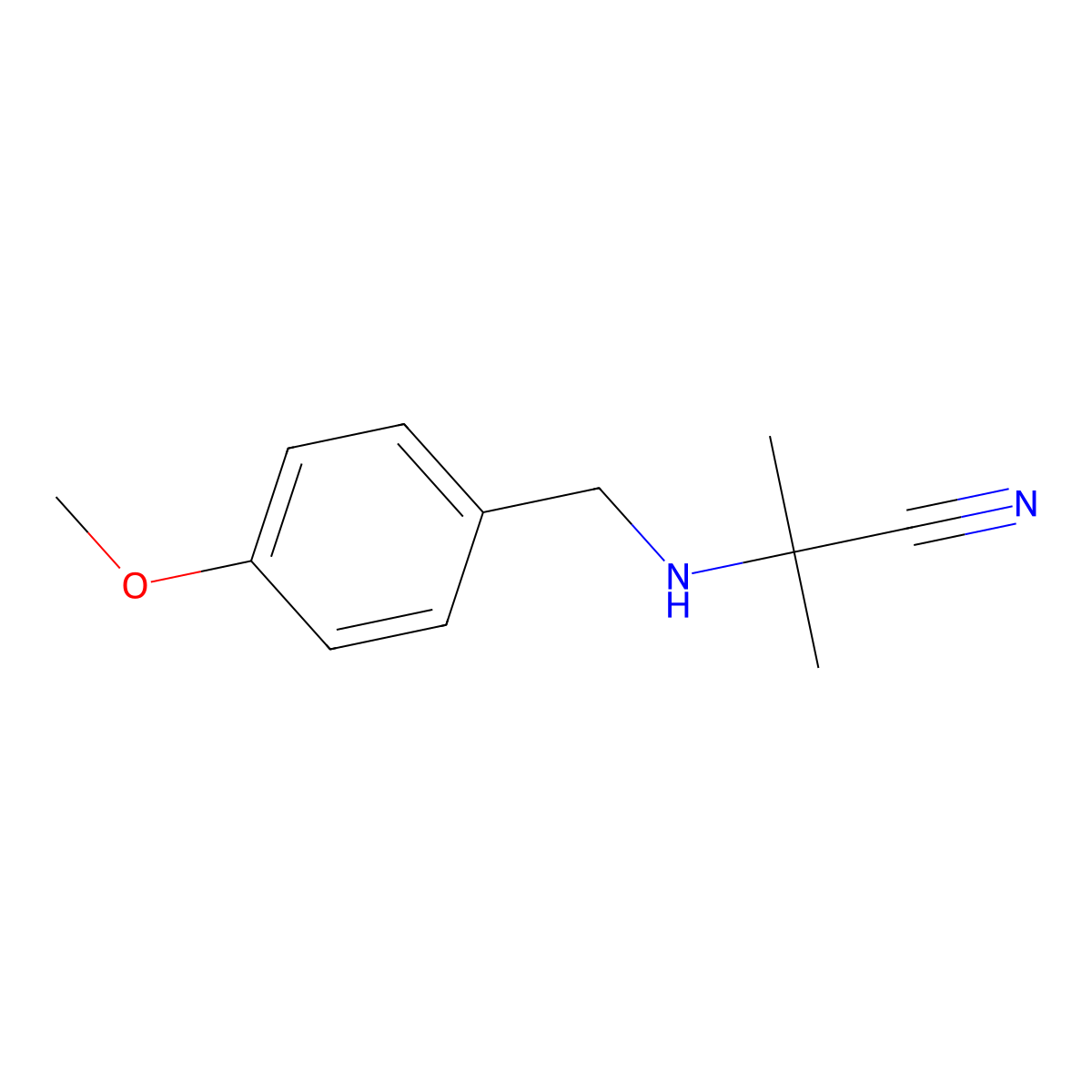 2-{[(4-Methoxyphenyl)methyl]amino}-2-methylpropanenitrile molecular structure, CAS 68220-83-7