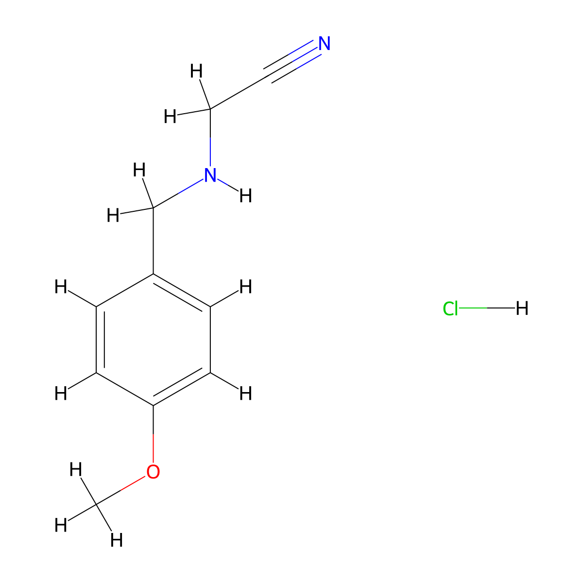 2-{[(4-Methoxyphenyl)methyl]amino}acetonitrile hydrochloride molecular structure, CAS 68220-91-7