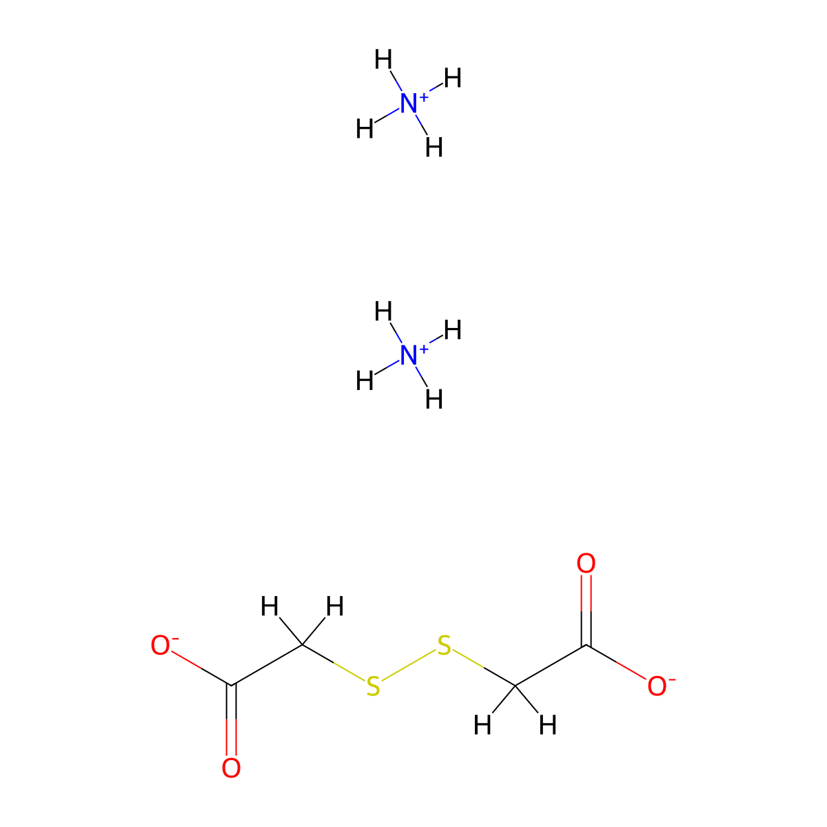 Diammonium dithiodiglycolate molecular structure, CAS 68223-93-8