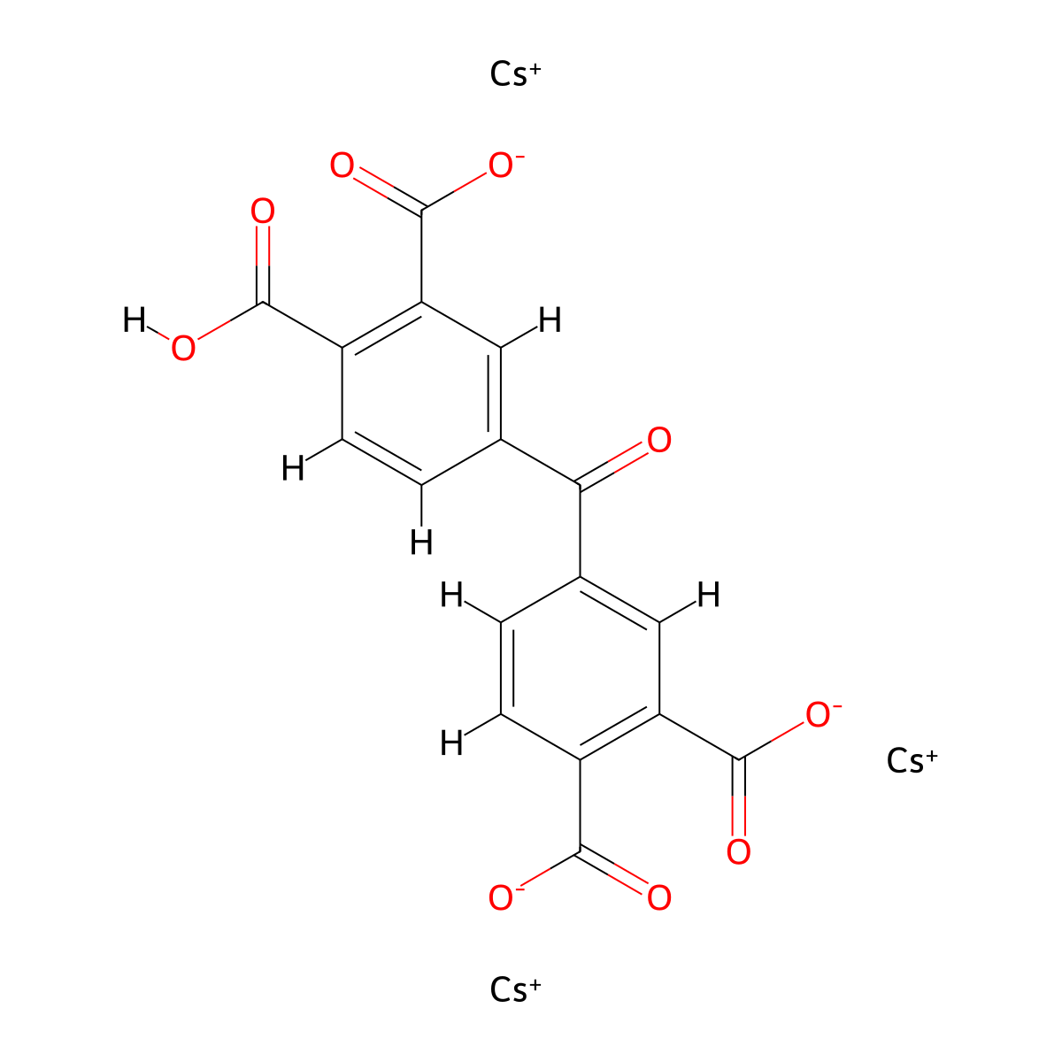 1,2-Benzenedicarboxylic acid, 4,4'-carbonylbis-, cesium salt (1:3) molecular structure, CAS 68226-88-0