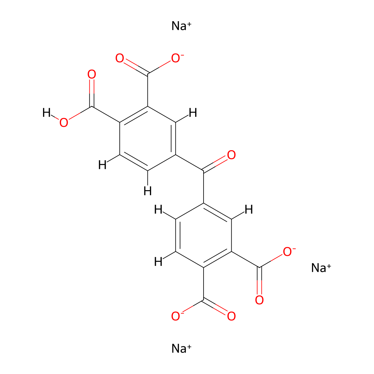 1,2-Benzenedicarboxylic acid, 4,4'-carbonylbis-, sodium salt (1:3) molecular structure, CAS 68226-91-5