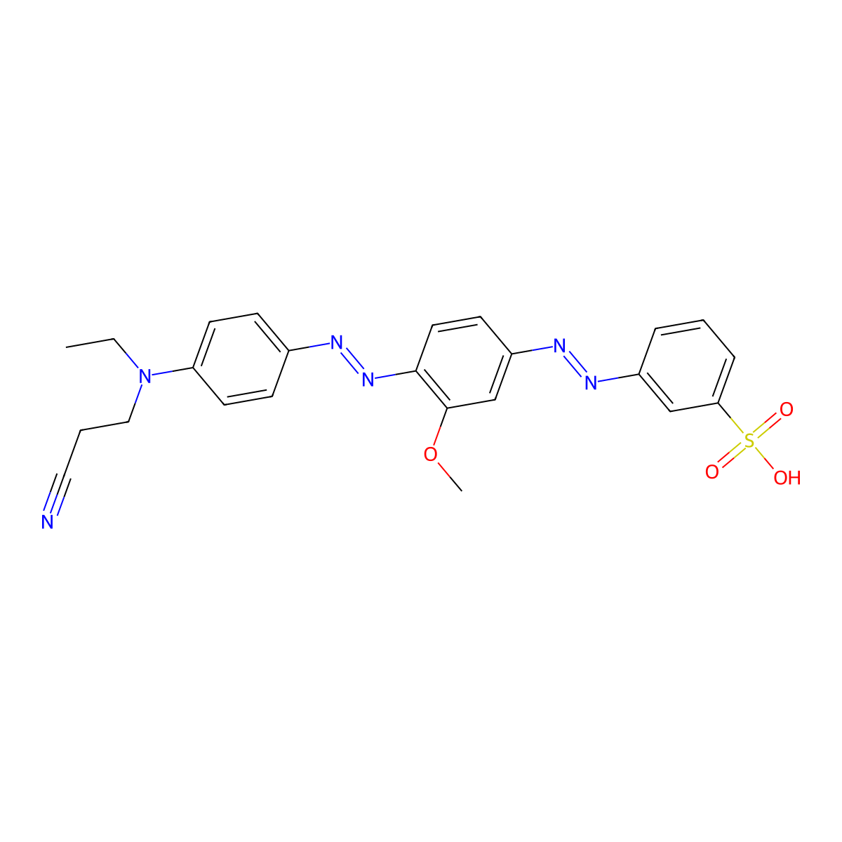 Benzenesulfonic acid, 3-[2-[4-[2-[4-[(2-cyanoethyl)ethylamino]phenyl]diazenyl]-3-methoxyphenyl]diazenyl]- molecular structure, CAS 68227-58-7