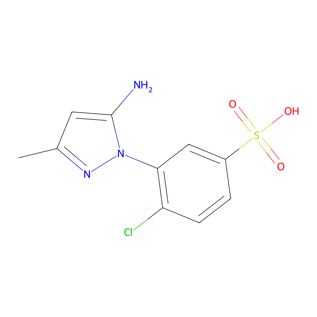 Benzenesulfonic acid, 3-(5-amino-3-methyl-1H-pyrazol-1-yl)-4-chloro- molecular structure, CAS 68227-68-9