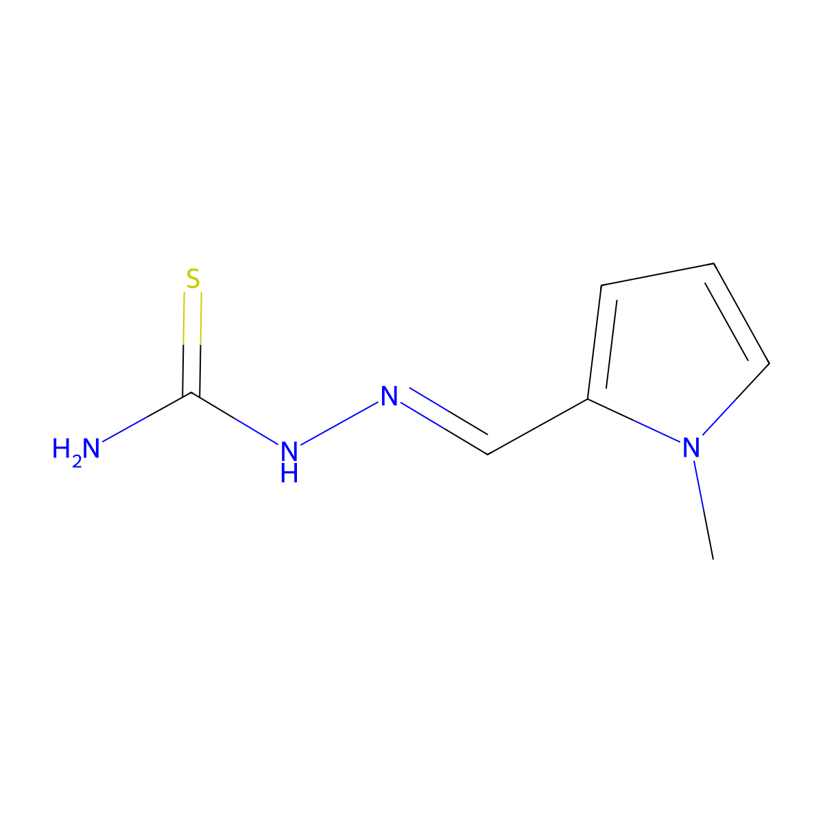 2-[(E)-(1-methyl-1H-pyrrol-2-yl)methylidene]-1-hydrazinecarbothioamide molecular structure, CAS 6823-89-8