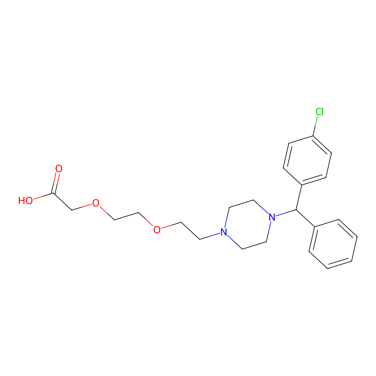 2-(2-(2-(4-((4-Chlorophenyl)(phenyl)methyl)piperazin-1-yl)ethoxy)ethoxy)acetic Acid molecular structure, CAS 682323-77-9