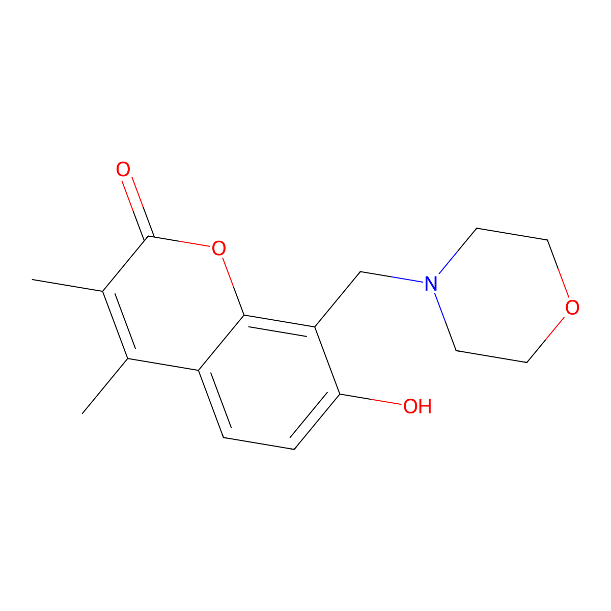 7-hydroxy-3,4-dimethyl-8-(morpholin-4-ylmethyl)-2H-chromen-2-one molecular structure, CAS 682324-20-5