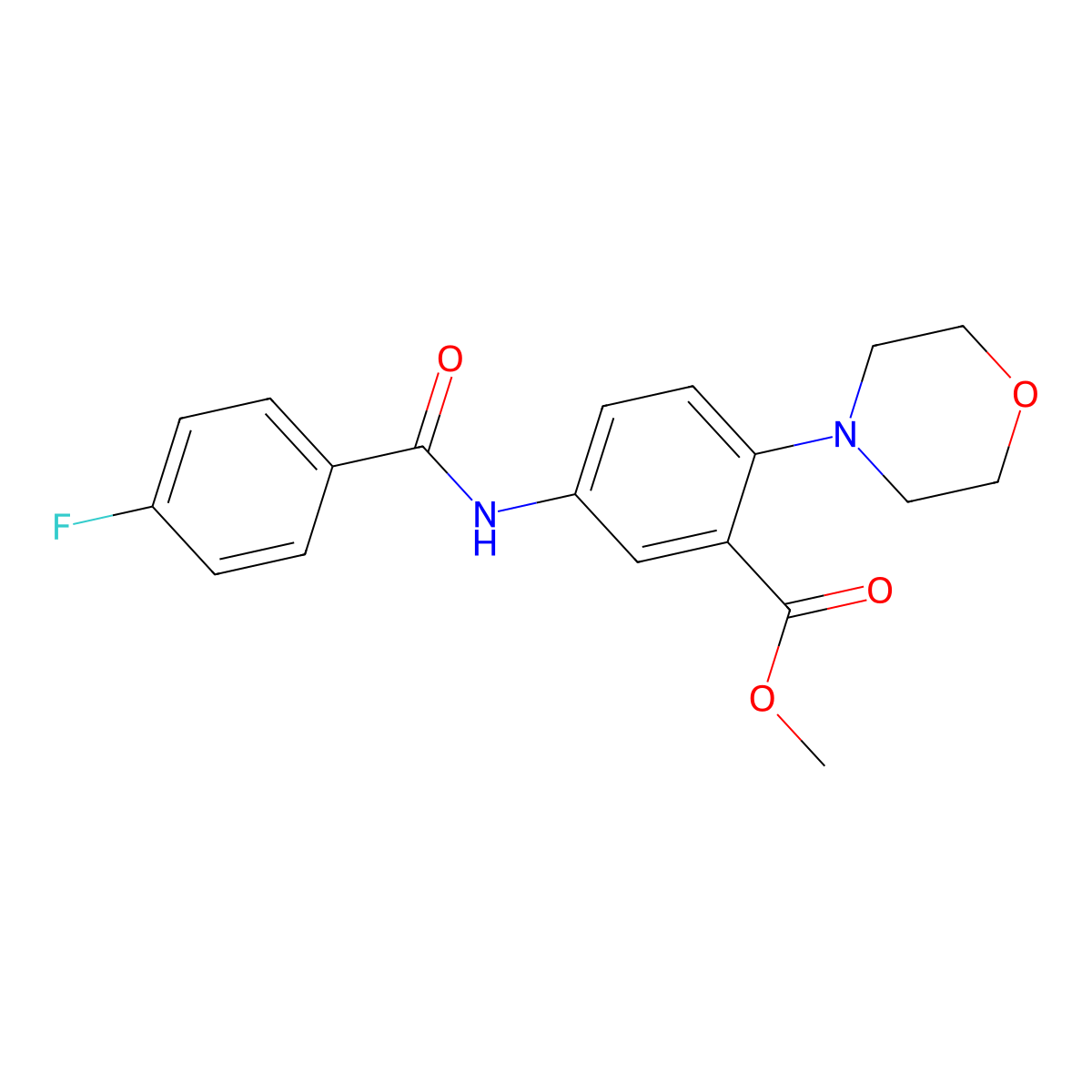 Methyl 5-{[(4-fluorophenyl)carbonyl]amino}-2-(morpholin-4-yl)benzoate molecular structure, CAS 682333-80-8