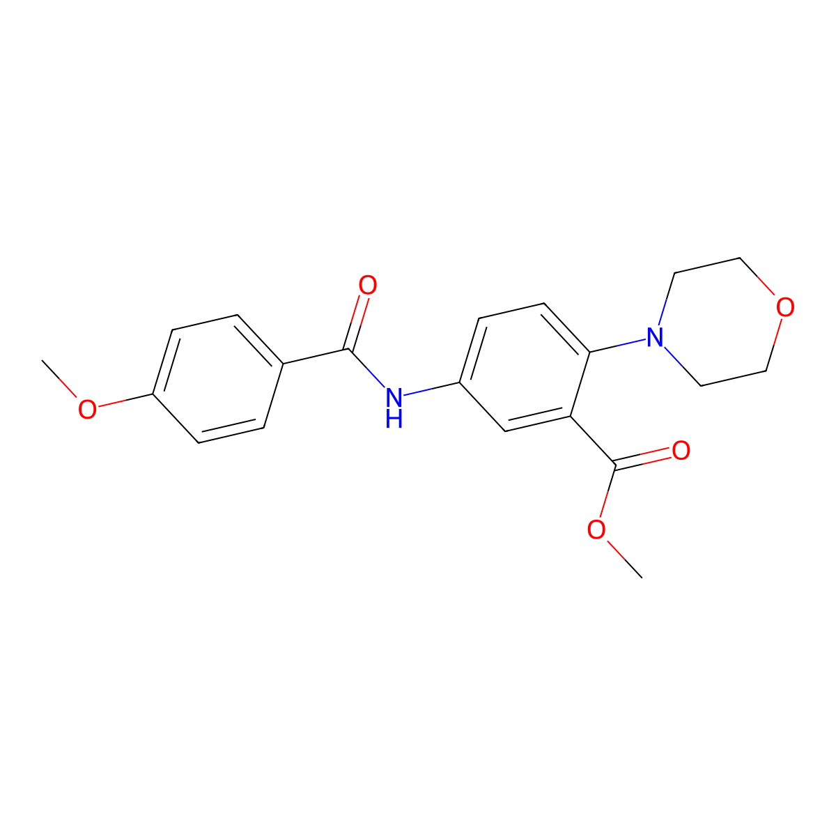 Methyl 5-{[(4-methoxyphenyl)carbonyl]amino}-2-(morpholin-4-yl)benzoate molecular structure, CAS 682333-81-9