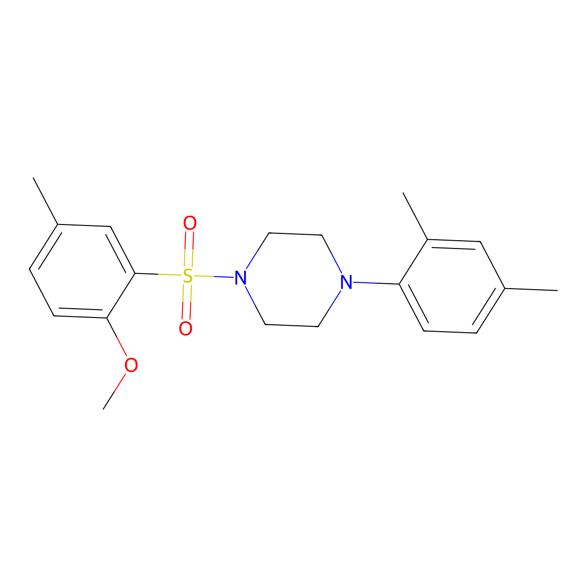 1-(2,4-Dimethylphenyl)-4-(2-methoxy-5-methylbenzenesulfonyl)piperazine molecular structure, CAS 682346-10-7