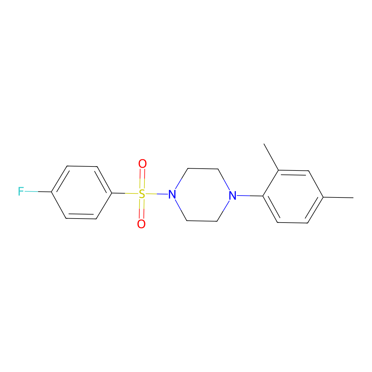 1-(2,4-Dimethylphenyl)-4-[(4-fluorophenyl)sulfonyl]piperazine molecular structure, CAS 682346-11-8
