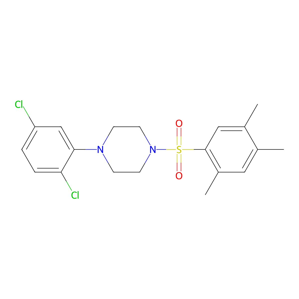 1-(2,5-Dichlorophenyl)-4-[(2,4,5-trimethylphenyl)sulfonyl]piperazine molecular structure, CAS 682346-14-1