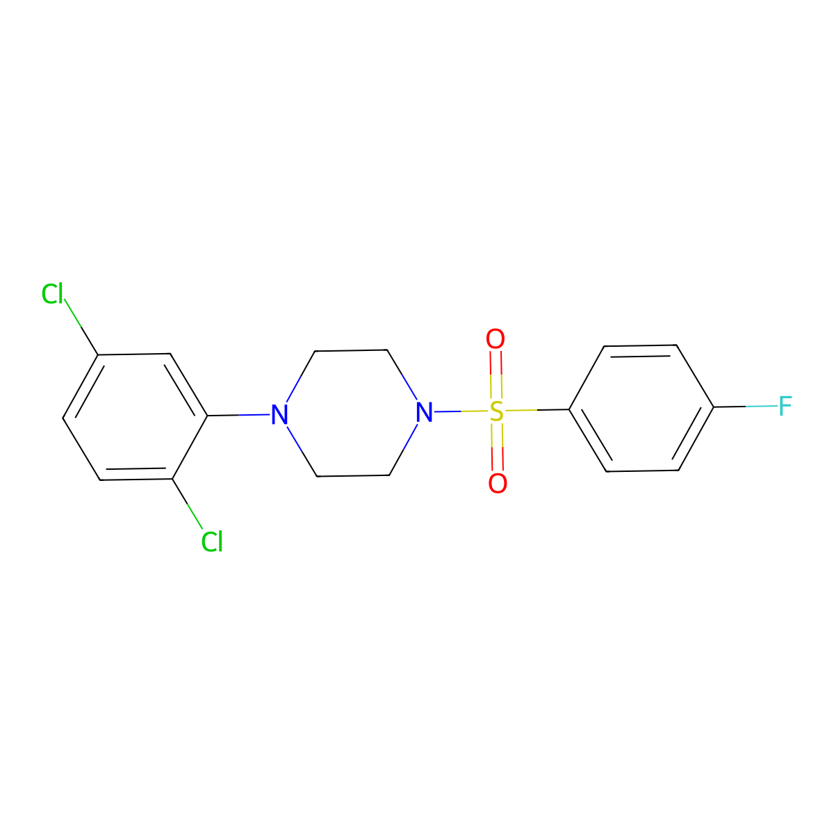 1-(2,5-Dichlorophenyl)-4-[(4-fluorophenyl)sulfonyl]piperazine molecular structure, CAS 682346-15-2