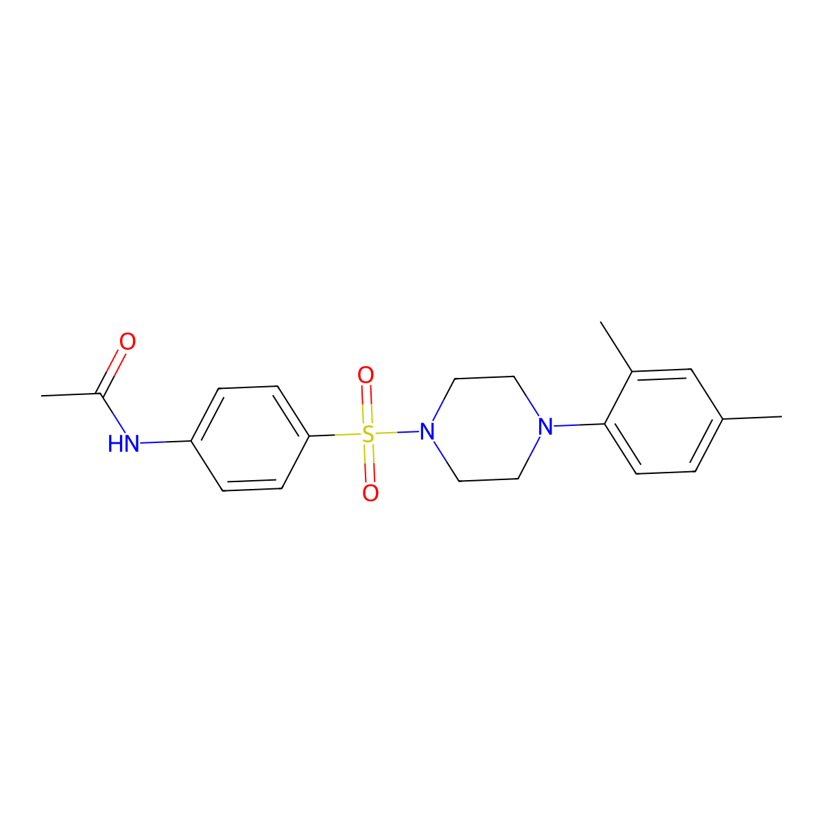 N-(4-{[4-(2,4-dimethylphenyl)piperazin-1-yl]sulfonyl}phenyl)acetamide molecular structure, CAS 682346-19-6