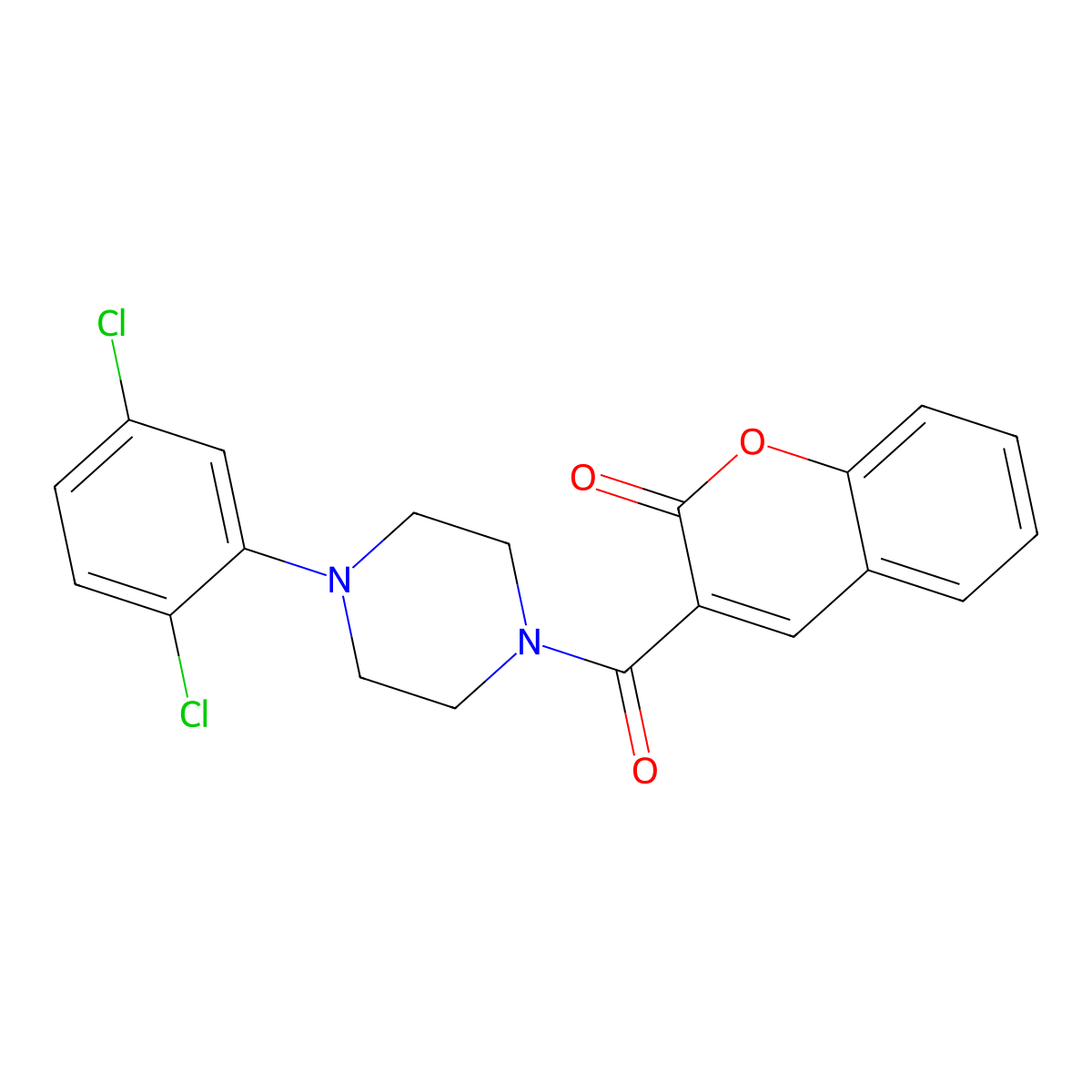 3-[4-(2,5-dichlorophenyl)piperazine-1-carbonyl]-2H-chromen-2-one molecular structure, CAS 682346-20-9