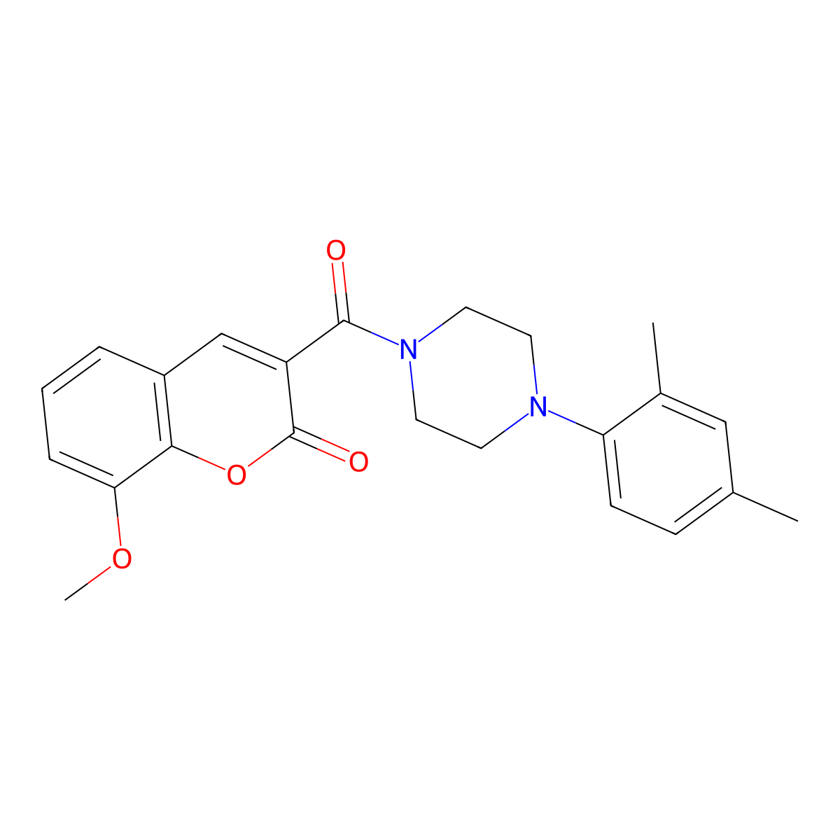 3-[4-(2,4-dimethylphenyl)piperazine-1-carbonyl]-8-methoxy-2H-chromen-2-one molecular structure, CAS 682346-27-6