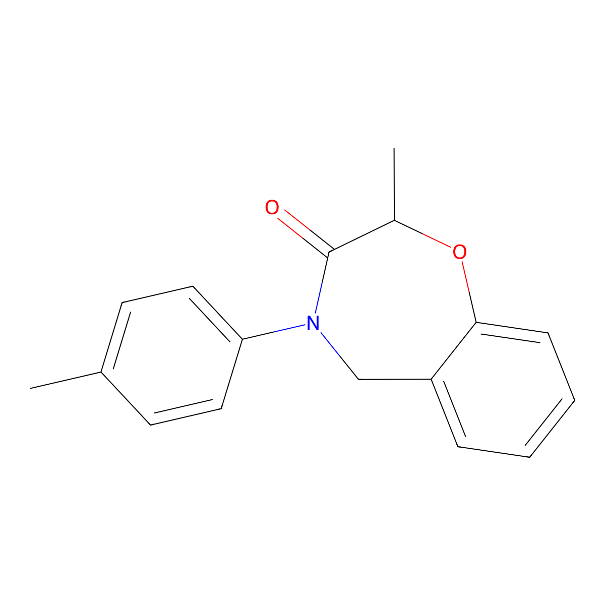 2-methyl-4-(4-methylphenyl)-5H-1,4-benzoxazepin-3-one molecular structure, CAS 682346-43-6