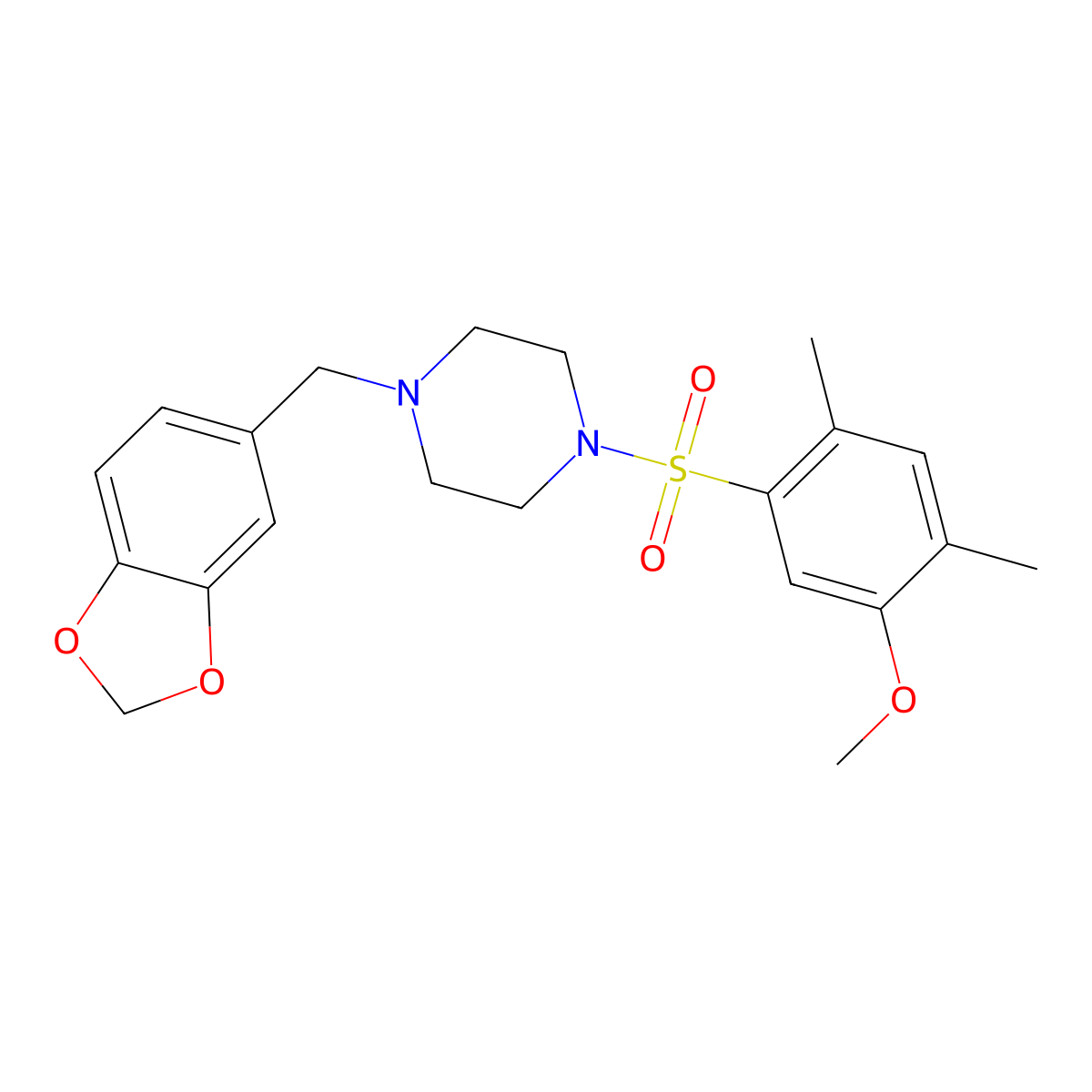1-(1,3-Benzodioxol-5-ylmethyl)-4-[(5-methoxy-2,4-dimethylphenyl)sulfonyl]piperazine molecular structure, CAS 682346-74-3