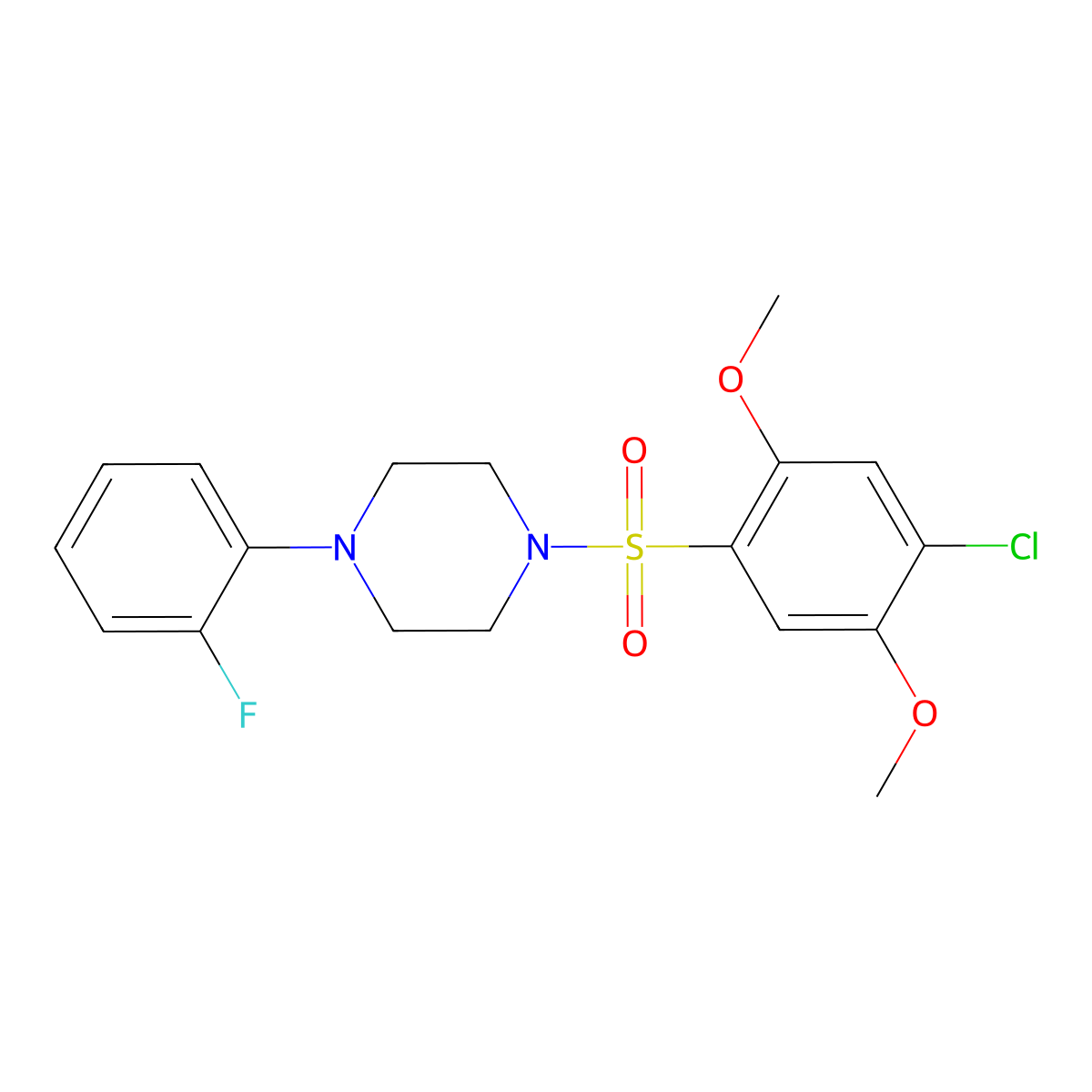 1-[(4-Chloro-2,5-dimethoxyphenyl)sulfonyl]-4-(2-fluorophenyl)piperazine molecular structure, CAS 682346-75-4