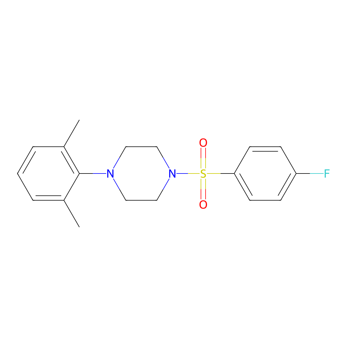 1-(2,6-Dimethylphenyl)-4-[(4-fluorophenyl)sulfonyl]piperazine molecular structure, CAS 682346-77-6
