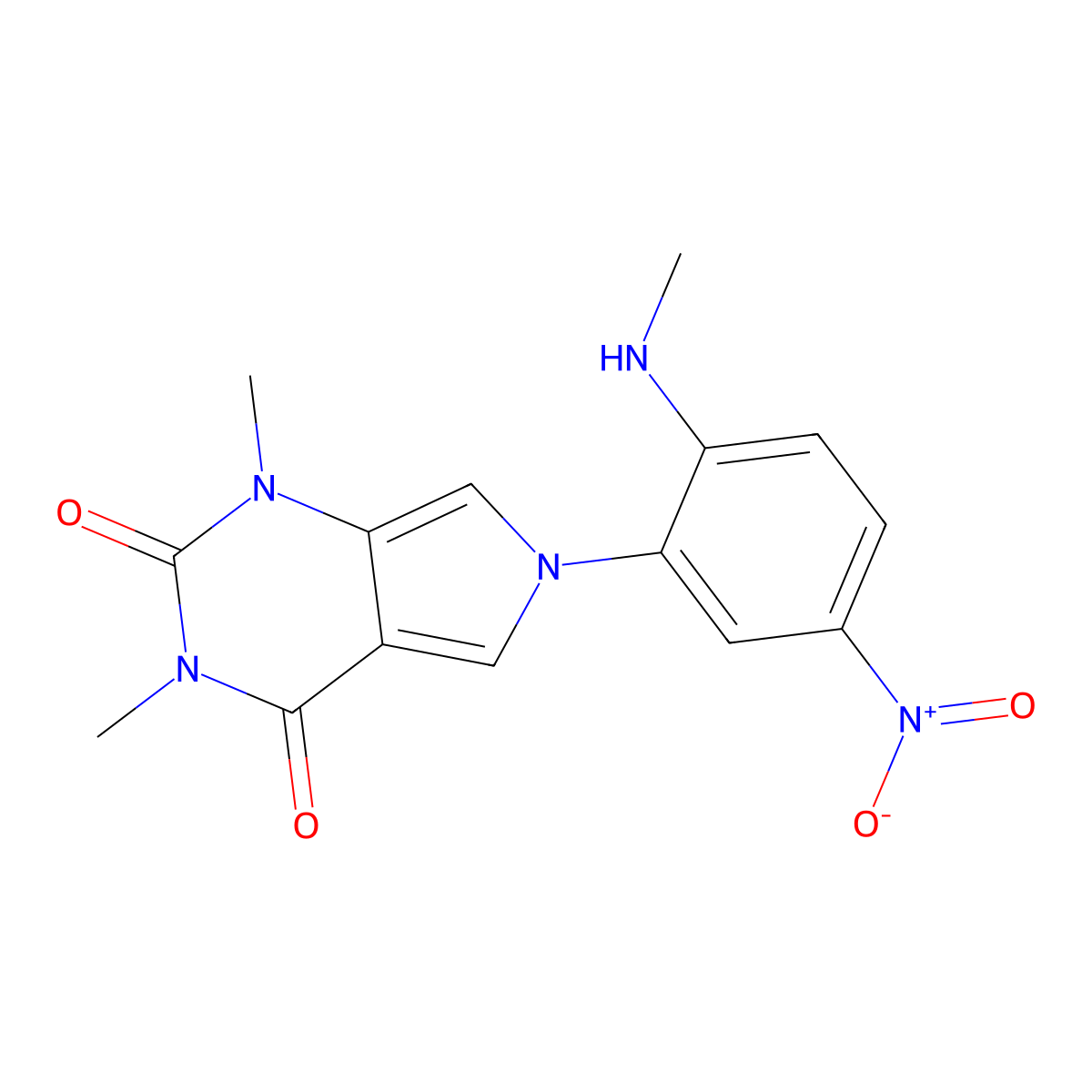 1,3-Dimethyl-6-[2-(methylamino)-5-nitrophenyl]pyrrolo[3,4-d]pyrimidine-2,4-dione molecular structure, CAS 682347-12-2