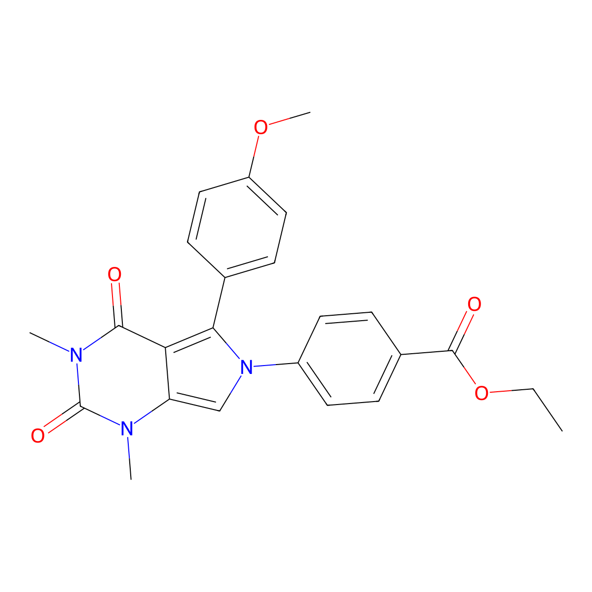 ethyl 4-(5-(4-methoxyphenyl)-1,3-dimethyl-2,4-dioxo-3,4-dihydro-1H-pyrrolo[3,4-d]pyrimidin-6(2H)-yl)benzoate molecular structure, CAS 682347-13-3