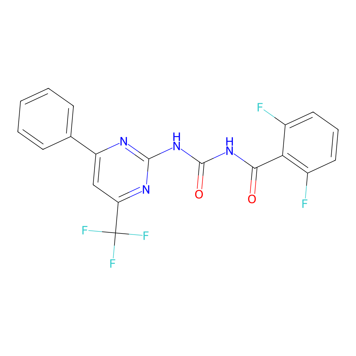 2,6-difluoro-N-[[4-phenyl-6-(trifluoromethyl)pyrimidin-2-yl]carbamoyl]benzamide molecular structure, CAS 682347-34-8
