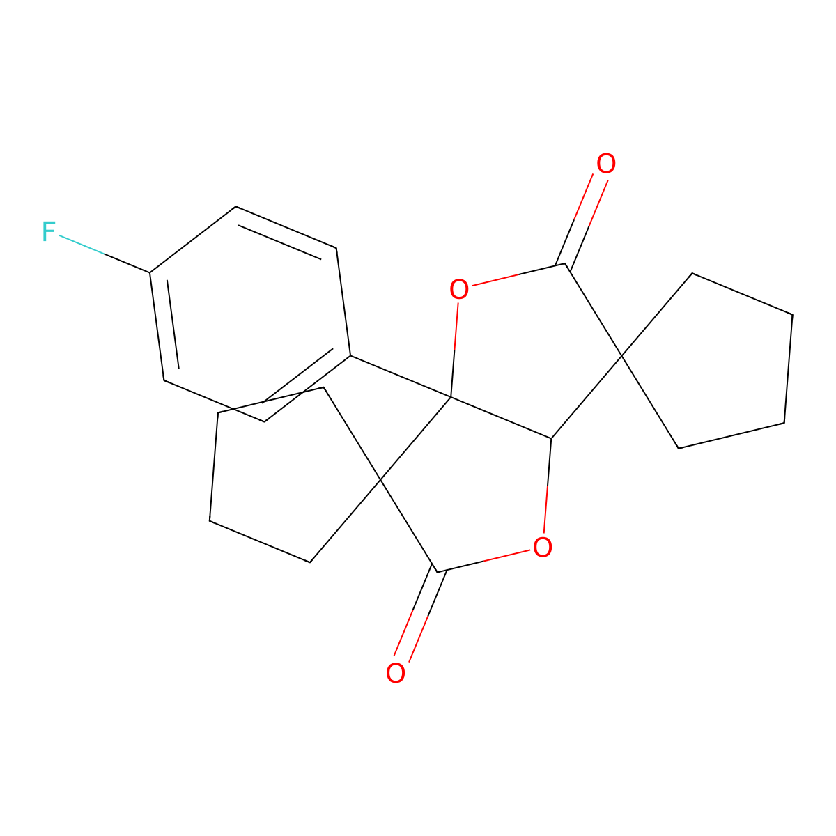 3a'-(4-Fluorophenyl)dihydrodispiro[cyclopentane-1,3'-furo[3,2-b]furan-6',1''-cyclopentane]-2',5'-dione molecular structure, CAS 682347-62-2