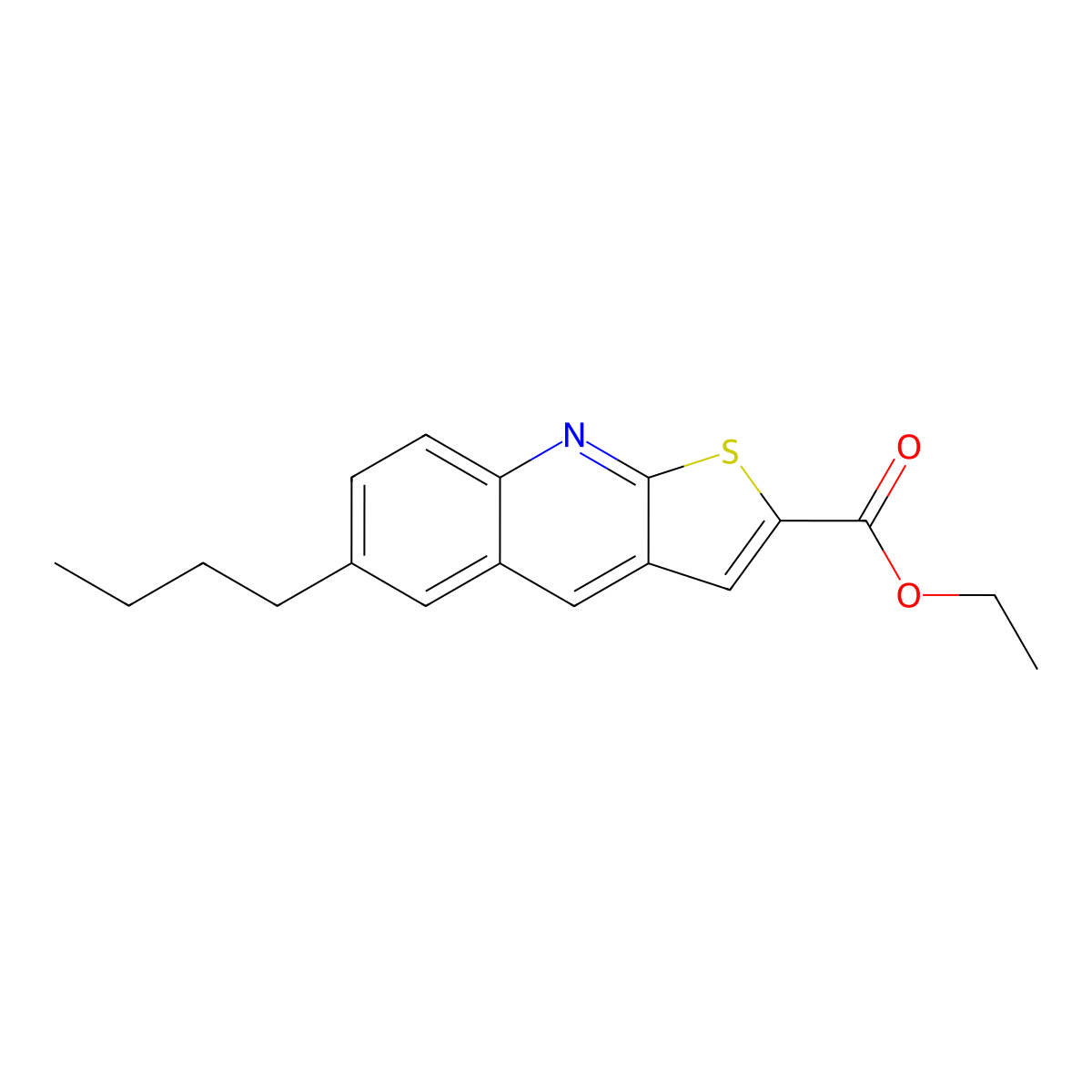 Ethyl 6-butylthieno[2,3-b]quinoline-2-carboxylate molecular structure, CAS 682348-18-1