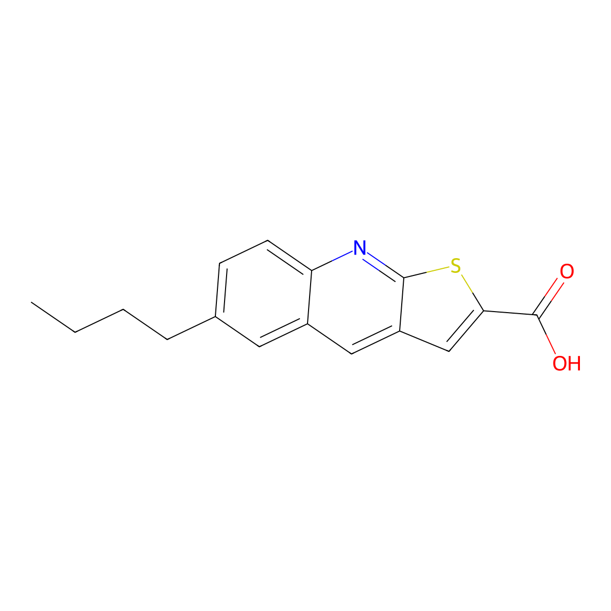 6-Butylthieno[2,3-b]quinoline-2-carboxylic acid molecular structure, CAS 682348-21-6