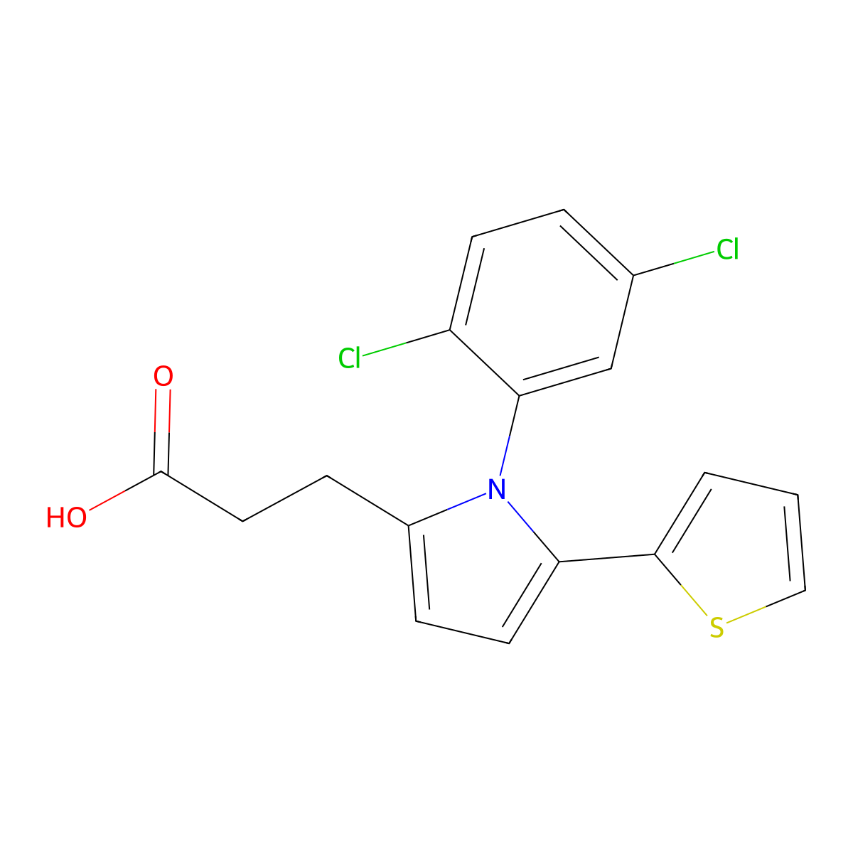 3-[1-(2,5-dichlorophenyl)-5-(thiophen-2-yl)-1H-pyrrol-2-yl]propanoic acid molecular structure, CAS 682348-22-7