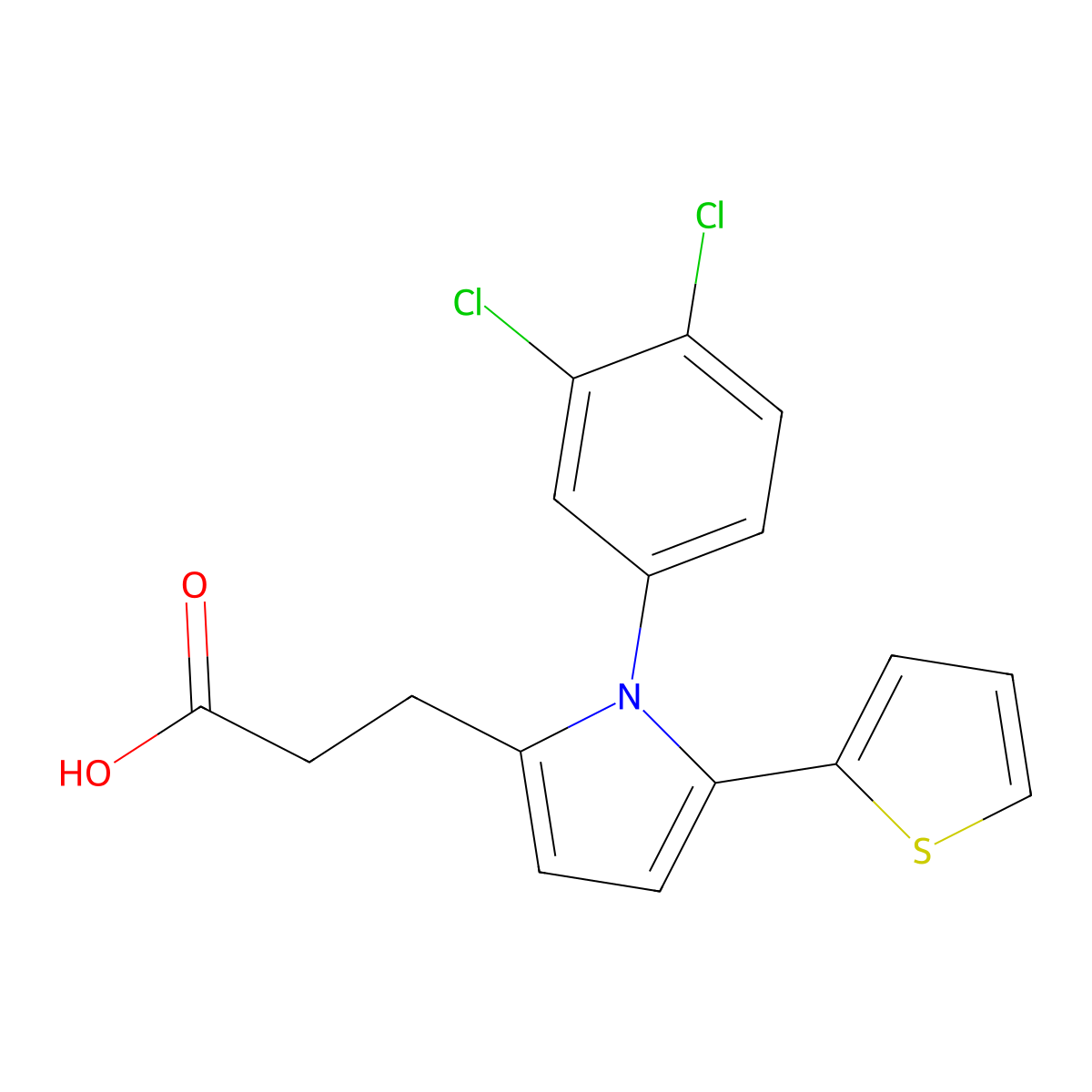 3-[1-(3,4-Dichlorophenyl)-5-(2-thienyl)pyrrol-2-yl]propanoic acid molecular structure, CAS 682348-23-8