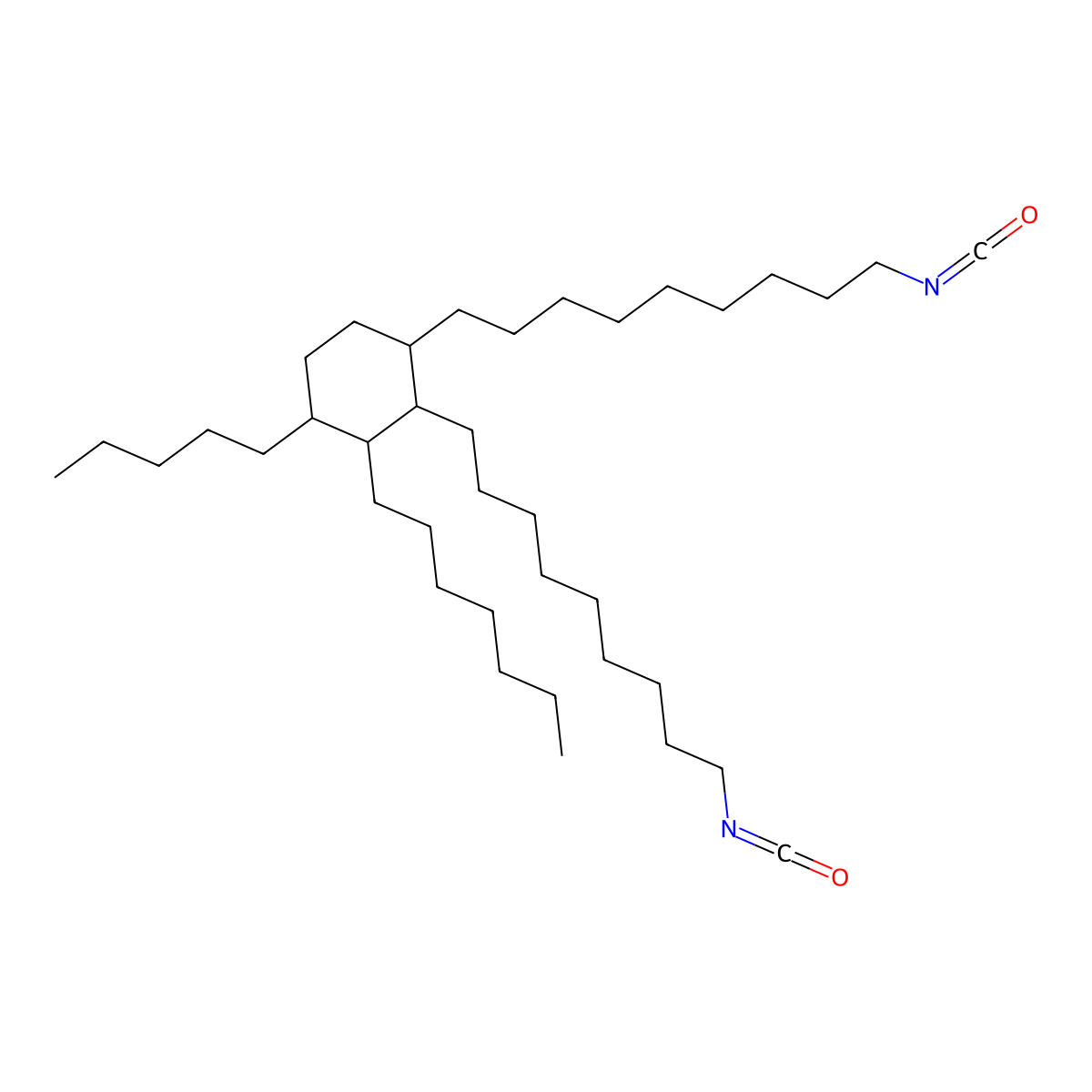 Cyclohexane, 2-heptyl-3,4-bis(9-isocyanatononyl)-1-pentyl- molecular structure, CAS 68239-06-5