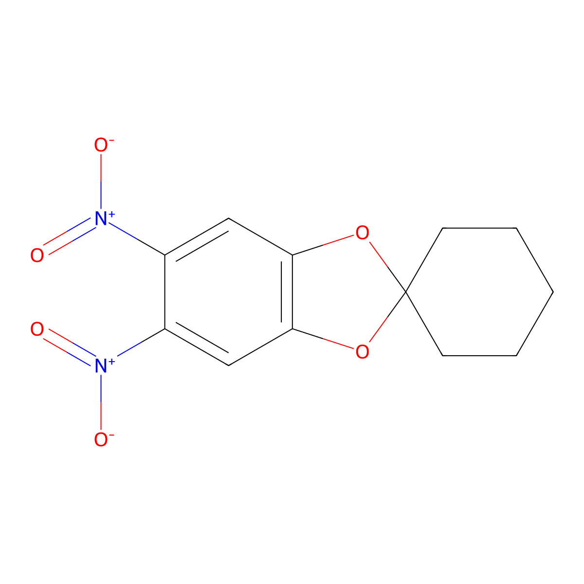 5,6-Dinitrospiro[1,3-benzodioxole-2,1'-cyclohexane] molecular structure, CAS 68239-08-7