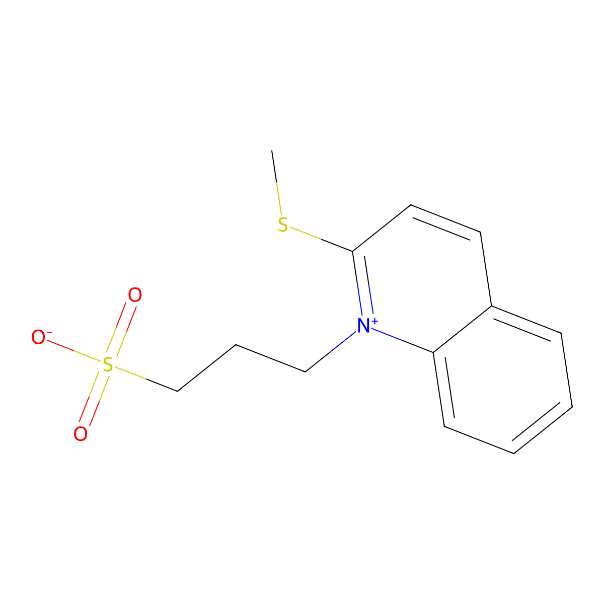 quinolinium, 2-(methylthio)-1-(3-sulfopropyl)-, inner salt molecular structure, CAS 68239-09-8