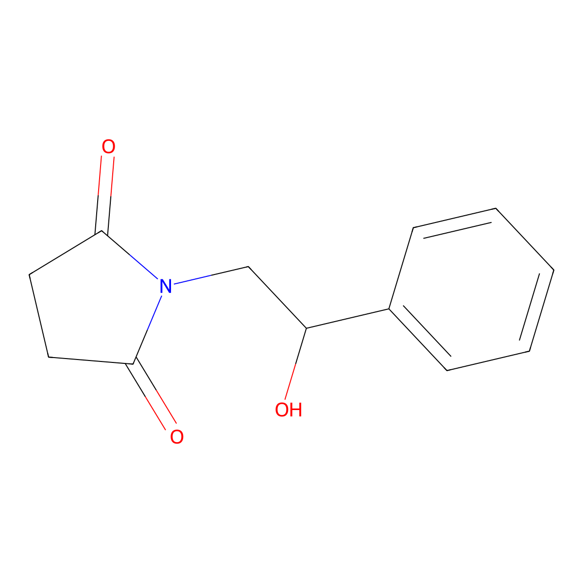 2,5-Pyrrolidinedione, 1-(2-hydroxy-2-phenylethyl)- molecular structure, CAS 68239-22-5