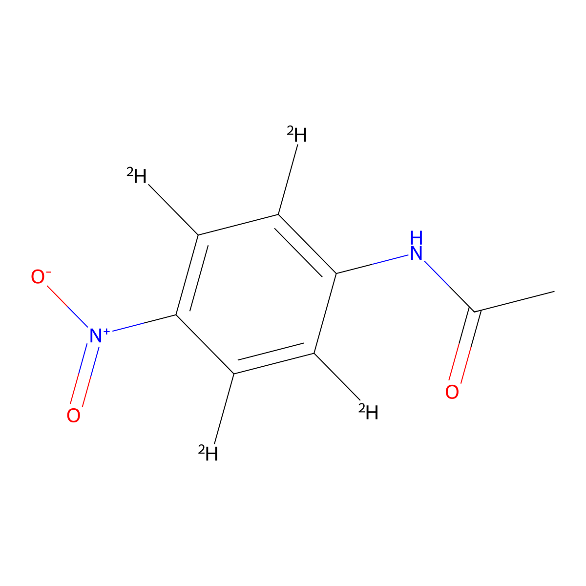 Acetamide, N-(4-nitrophenyl-2,3,5,6-d4)- molecular structure, CAS 68239-25-8
