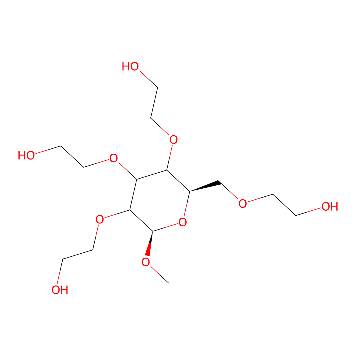 Poly(oxy-1,2-ethanediyl), alpha-hydro-omega-hydroxy-, ether with methyl beta-D-glucopyranoside (4:1) molecular structure, CAS 68239-42-9