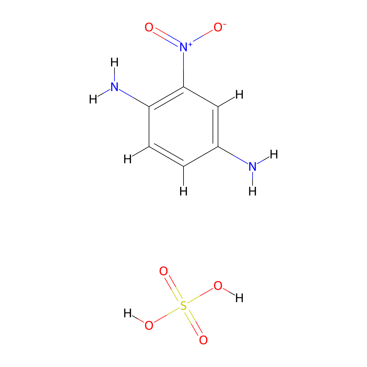 1,4-Benzenediamine, 2-nitro-, sulfate (1:1) molecular structure, CAS 68239-83-8