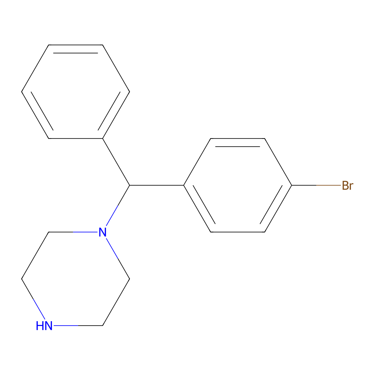 1-[(4-Bromophenyl)(phenyl)methyl]piperazine molecular structure, CAS 68240-62-0