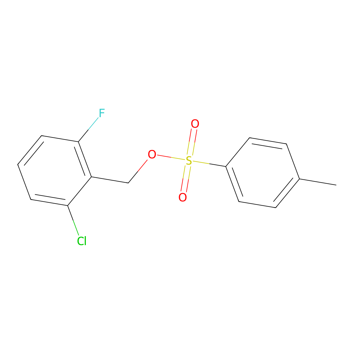 (2-Chloro-6-fluorophenyl)methyl 4-methylbenzene-1-sulfonate molecular structure, CAS 68244-77-9