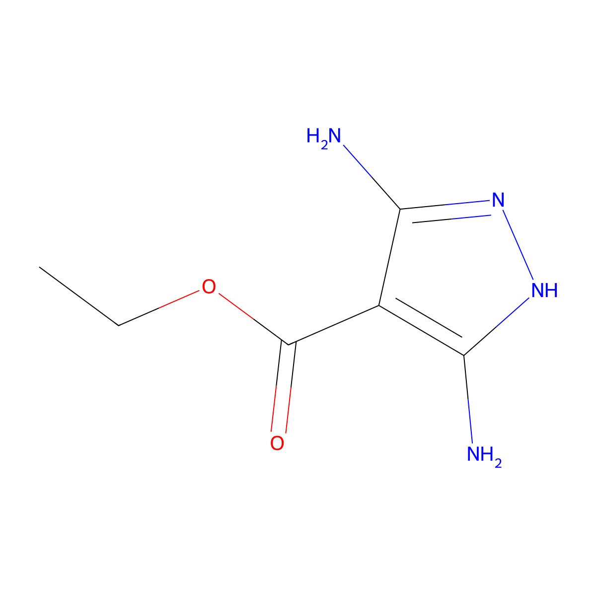 Ethyl 3,5-diamino-1H-pyrazole-4-carboxylate molecular structure, CAS 6825-71-4