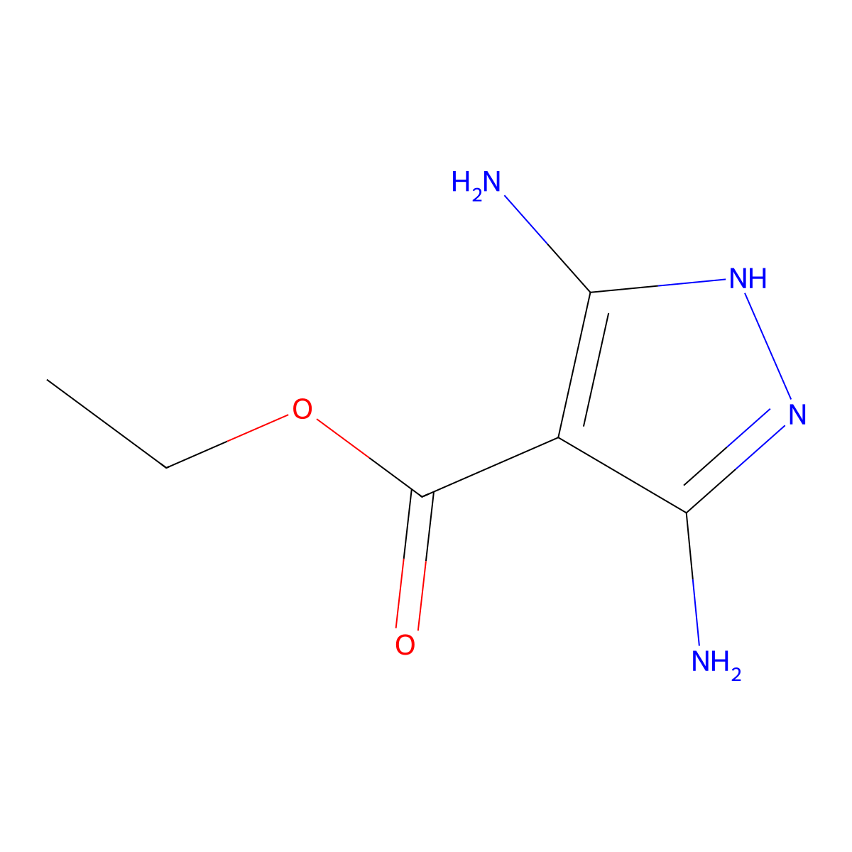 Ethyl 3,5-diamino-1H-pyrazole-4-carboxylate molecular structure, CAS 6825-71-4